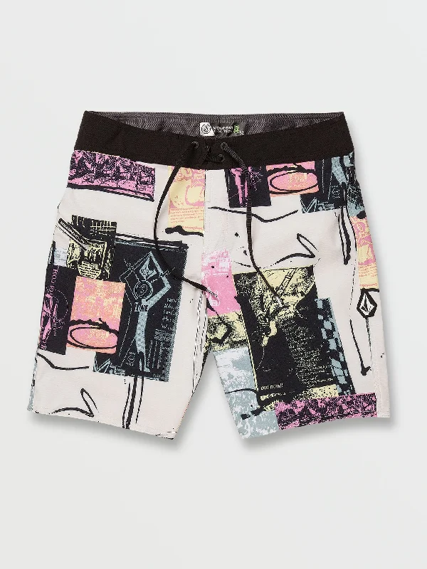 men's printed shorts-Volcom Entertainment Flyer Mod Trunks - Whitecap Grey