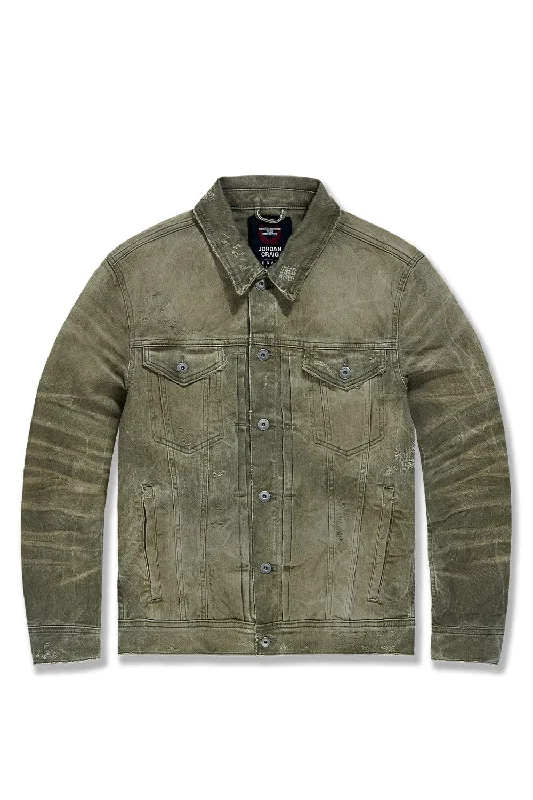 men's wool jackets-Big Men's Meadowlands Denim Trucker Jacket (Earth Tones)