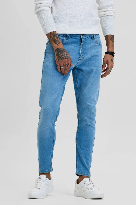 men's work pants-Light Blue Skinny Fit Jeans