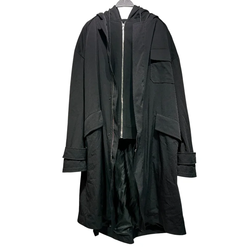 men's warm coats-Juun.J/Coat/XL/Cotton/BLK/Hoodie coat