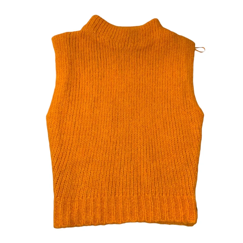 men's relaxed fit vests-Vest Sweater By Zara In Orange, Size: S