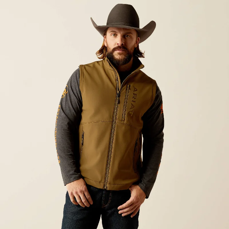 men's cargo vests-Ariat Men's Logan Softshell Vest in Beech (Available in Tall Sizes)