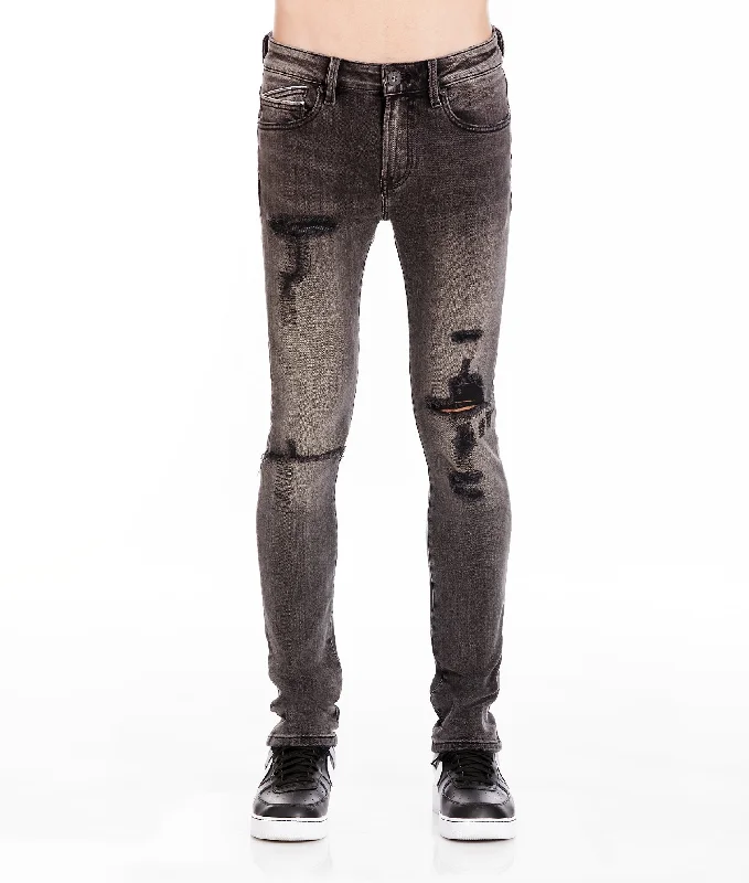 men's activewear pants-PUNK SUPER SKINNY IN FLINT BLACK JEANS