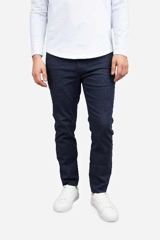 men's windproof trousers-Garment Dyed Stretch Jeans Navy