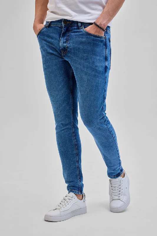 men's comfortable fit trousers-Blue Skinny Fit Jeans