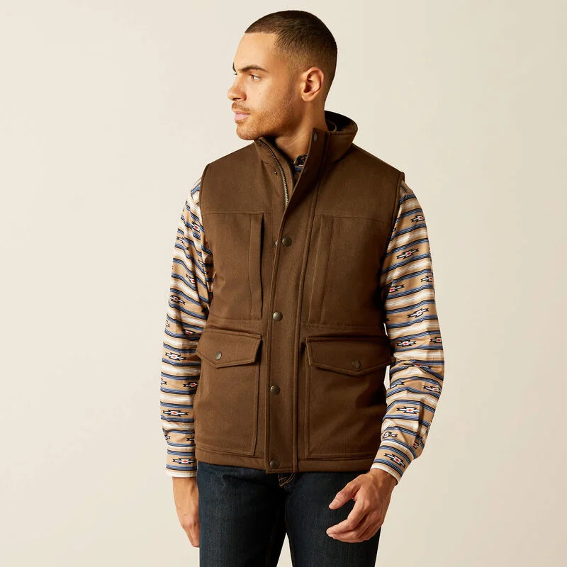 men's dress vests-Ariat Men's Abilene Vest in Wren Heather