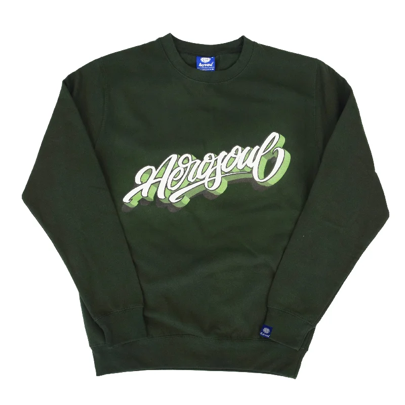 men's casual sweatshirts-Aero-Script Sweatshirt (Forest Green)