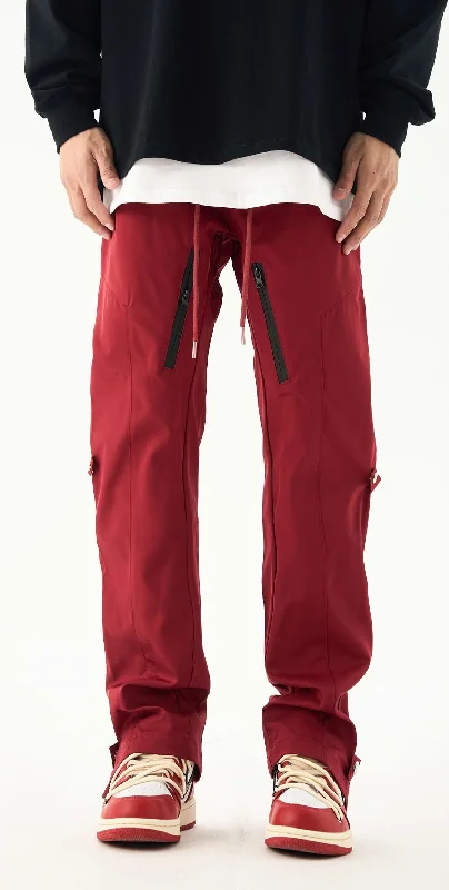 men's pleated trousers-Double Leg Strap Side Zip Jogger