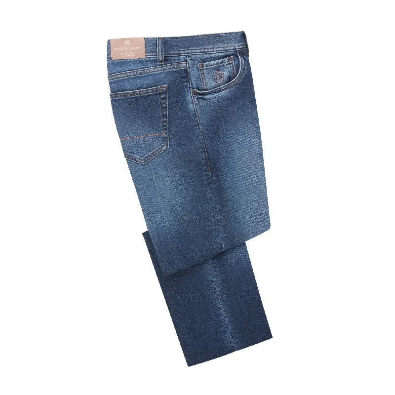 men's cycling pants-"Milano" Regular-Fit Stretch-Denim Jeans