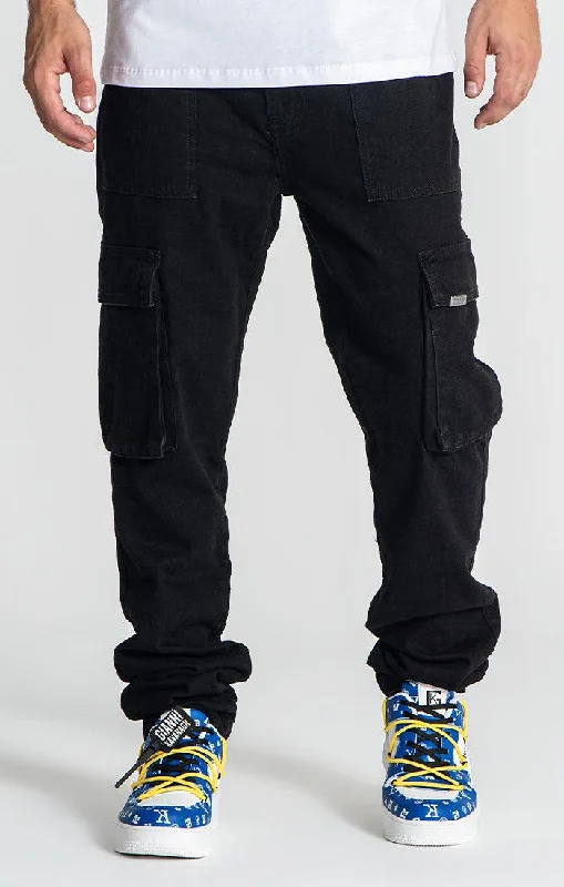 men's hunting pants-Black Hybrid Cargo Jeans