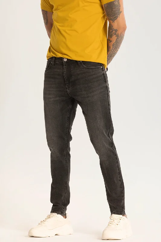 men's fall pants-Dusty Grey Plain Skinny Fit Jeans