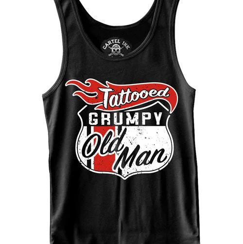 men's tank top latest trends-Tattooed Grumpy Old Man Men's Tank Top