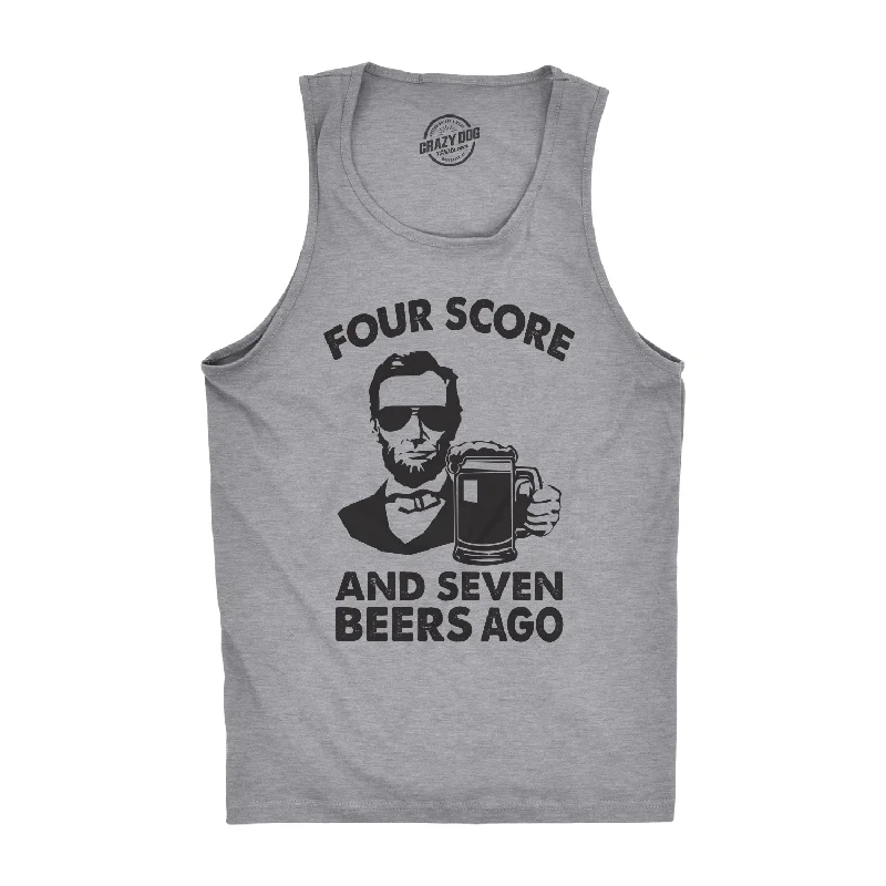 men's tank top for cycling-Four Score And Seven Beers Ago Men's Tank Top