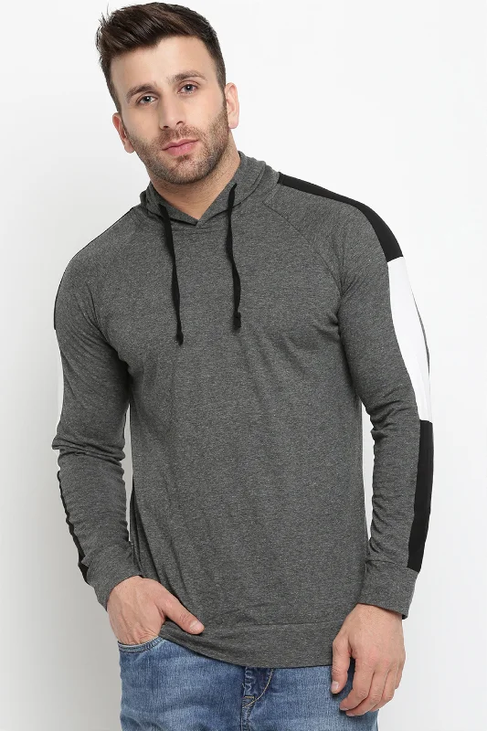 men's summer hoodies-Anthra Full Sleeve Hooded T-Shirt