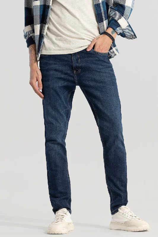 men's stylish pants-Trex Denim Blue Slim Fit Jeans