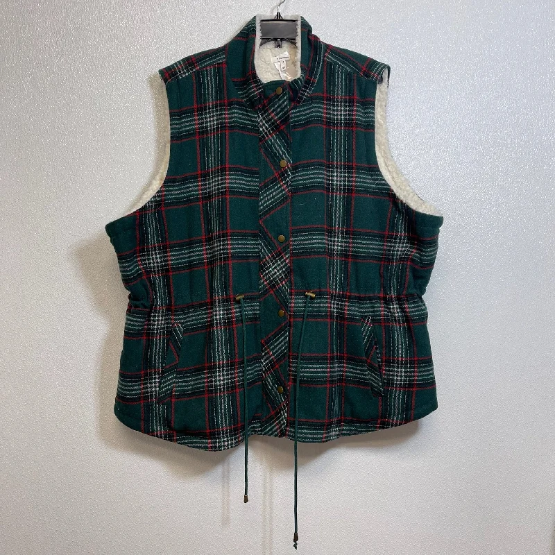 men's professional vests-Vest Faux Fur & Sherpa By Maurices O In Plaid, Size: 4x