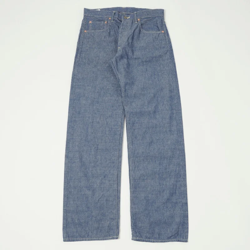 men's quick dry pants-ONI 022-SVCH 8.5oz Selvedge Chambray Wide Straight Jean - One Wash