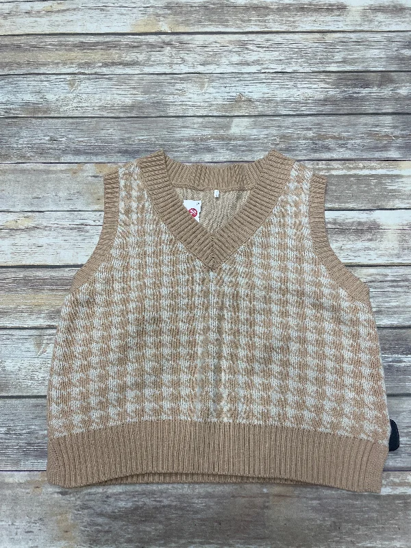 men's insulated vests-Vest Sweater By Cmf In Brown & Cream, Size: S