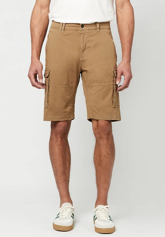 men's comfortable shorts-Hortus Men's Cargo Shorts in Tan - BM23587