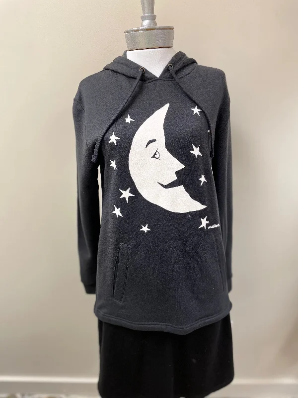 men's cotton sweatshirts-Moon Face Fleece Hoody Sweatshirt