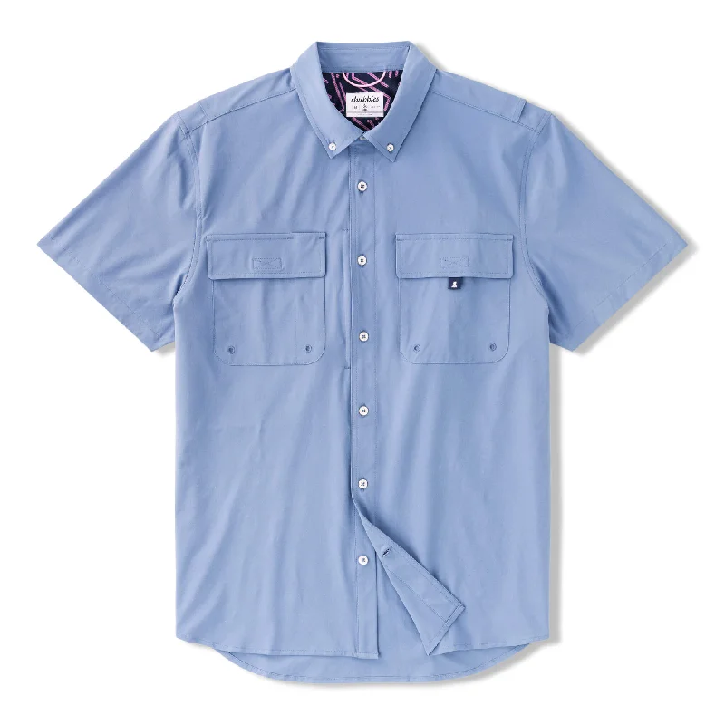 men's oversized shirts-Chubbies The Blue Crew Short Sleeve Sport Shirt - Dusty Blue