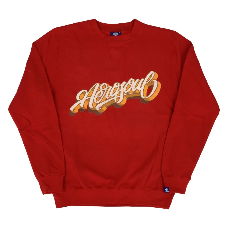 men's practical sweatshirts-Aero-Script Sweatshirt (Red)