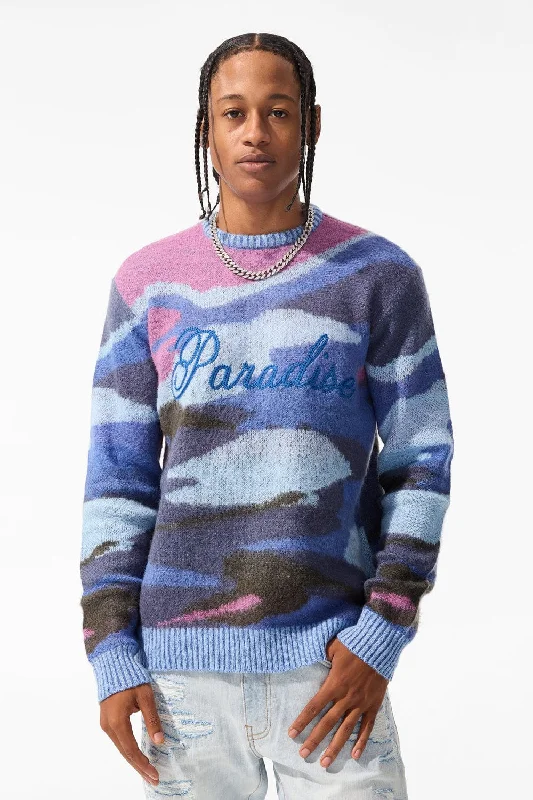 men's lightweight sweatshirts-Paradise Mirage Crewneck Sweater (Blue)