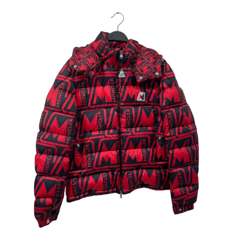 men's stylish coats-MONCLER/Coat/3/Nylon/RED/All Over Print/nvy/red all over print