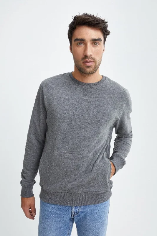 men's everyday sweatshirts-Grey Design Sweater