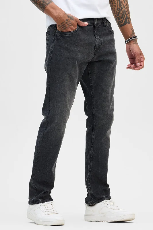 men's UV protection pants-Charcoal Grey Comfort Fit Jeans