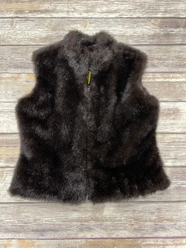 men's elegant vests-Vest Faux Fur & Sherpa By Cejon In Brown, Size: S