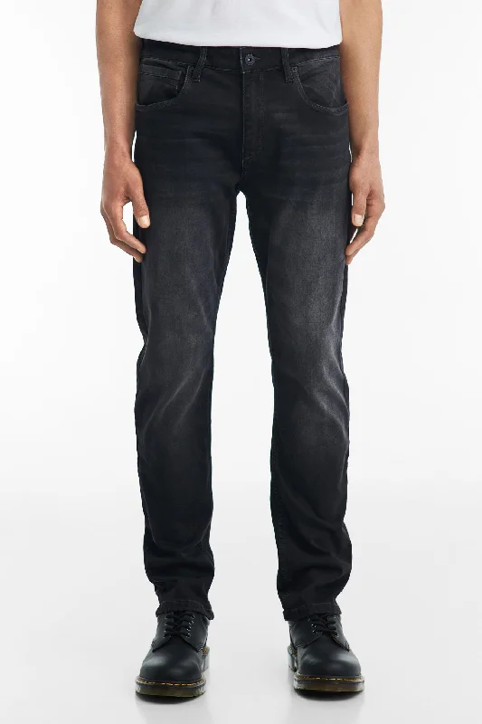 men's tapered jeans-Jeans gris foncé coupe régulière - Homme