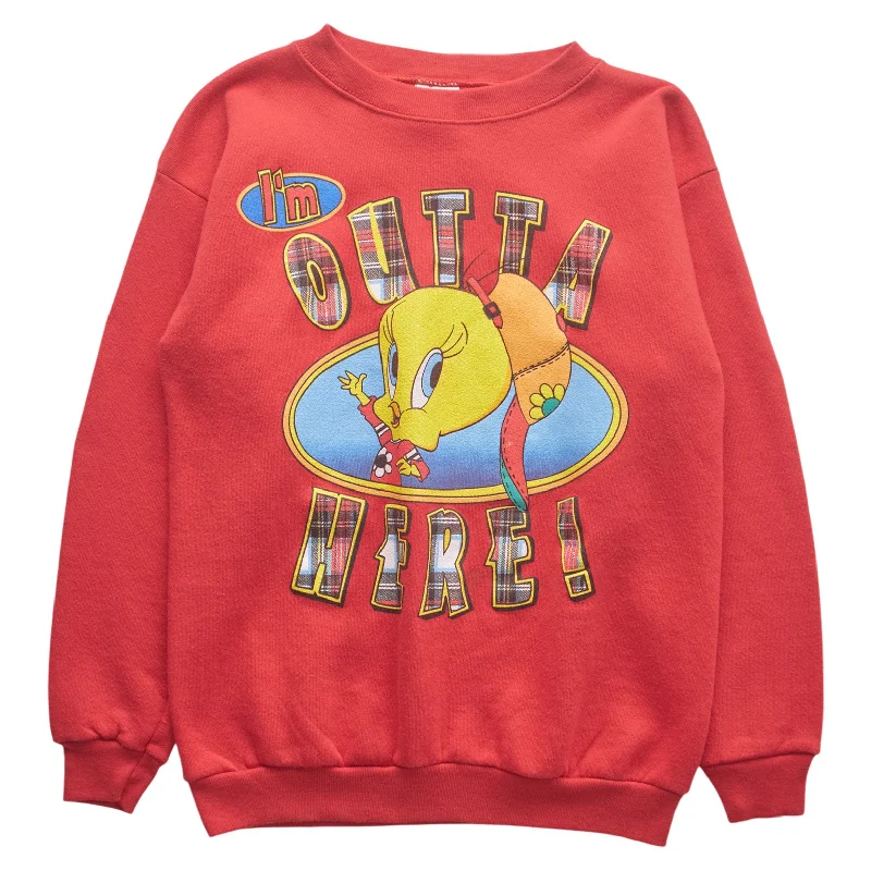 men's daily wear sweatshirts-(XXS) 90s Tweety Outta Here