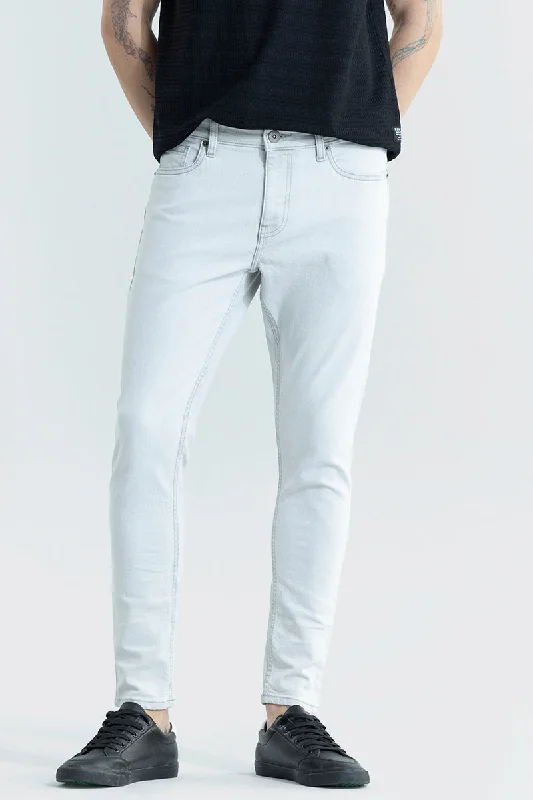 men's moisture wicking trousers-Urban Edge Ice Blue Skinny Fit Jeans