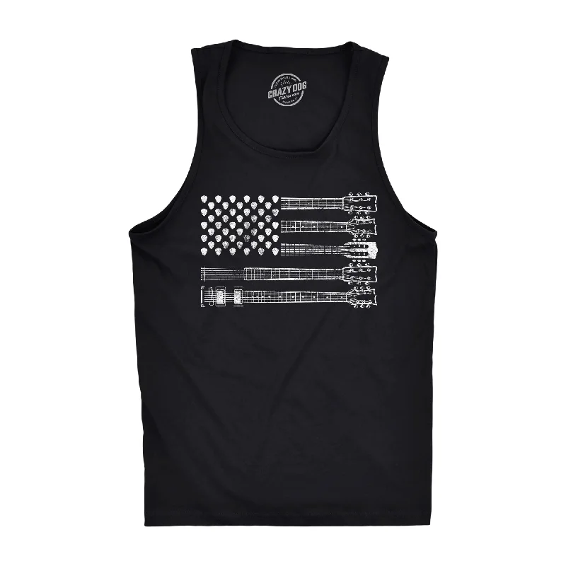 men's tank top for hiking-Guitar Flag Men's Tank Top