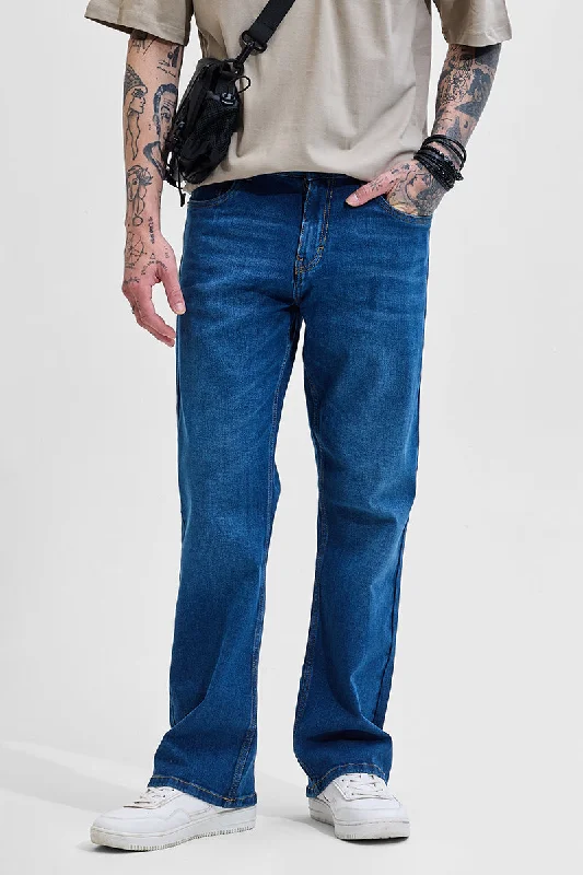 men's stretch jeans-Blue Bootcut Jeans