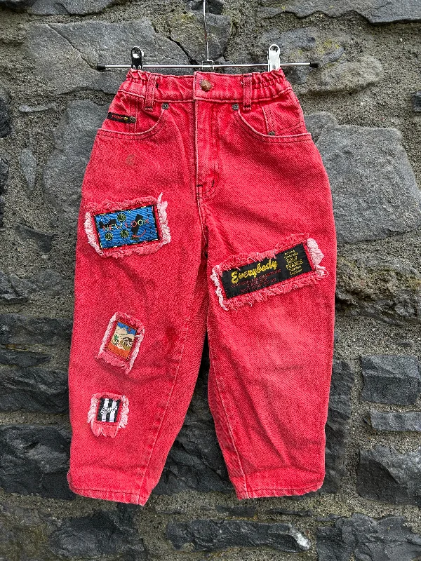 men's camping trousers-80s red jeans  5y (110cm)