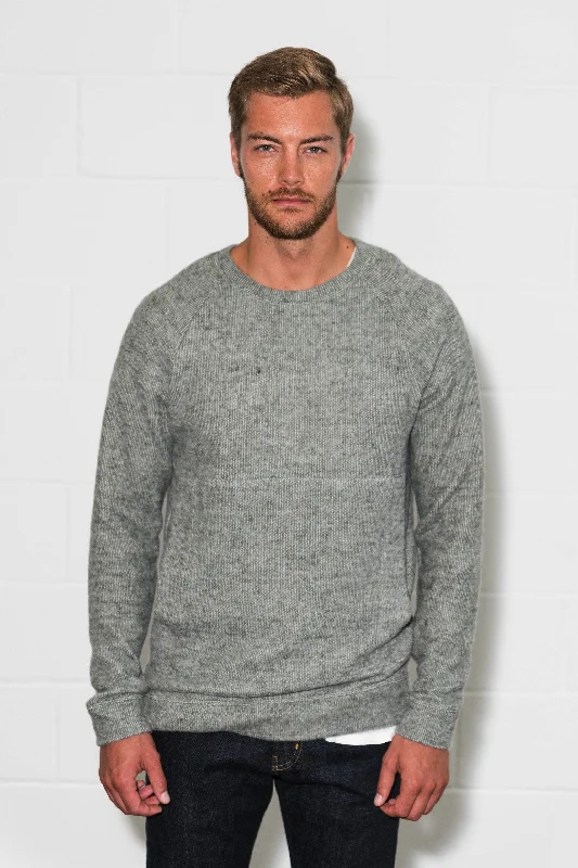 men's solid color sweatshirts-Men's Soft Knit Melange Kangaroo Pocket Pullover Sweater