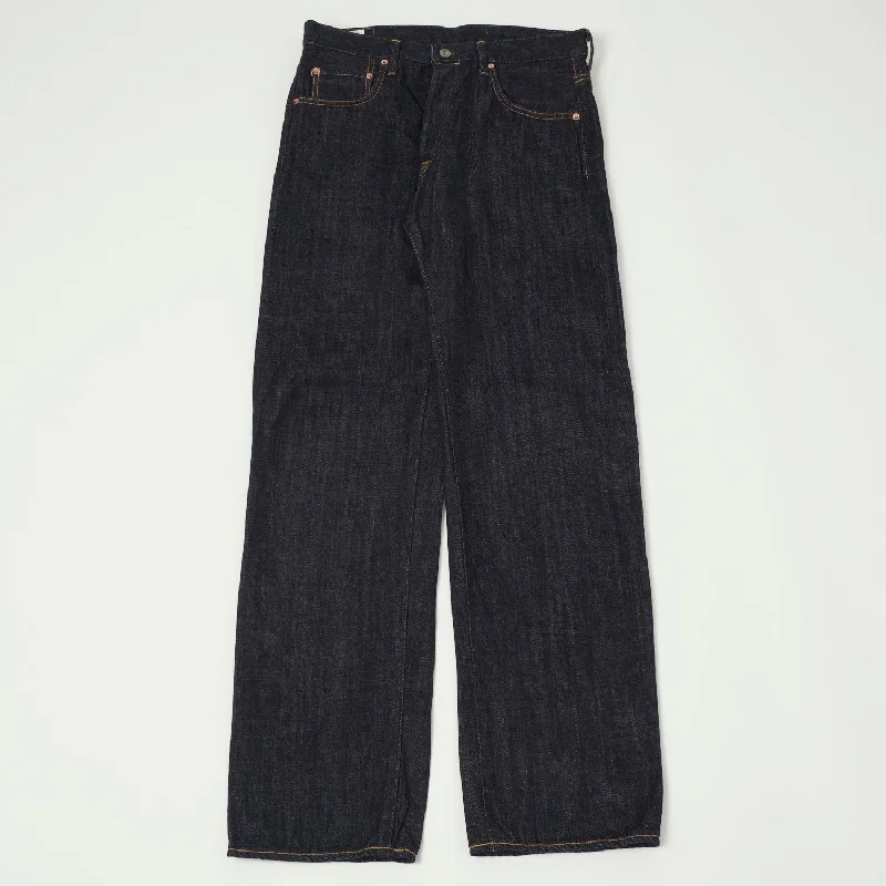 men's windproof trousers-ONI 022-Kiraku 12oz Wide Straight Jean - One Wash