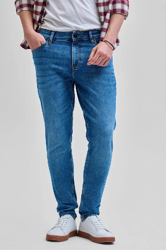 men's athletic pants-Blue Skinny Fit Jeans