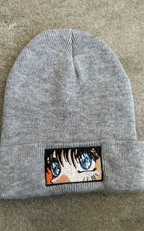 men's retro sweatshirts-Eyes Beanie - GREY