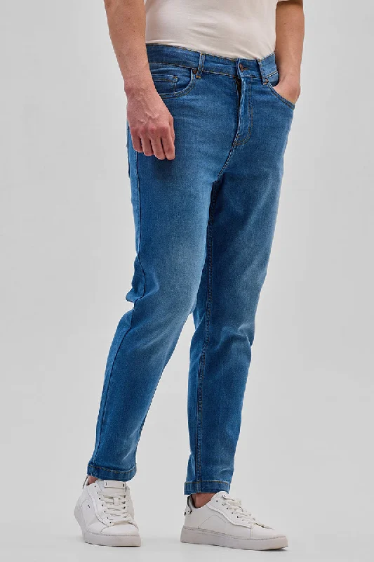 men's training trousers-Blue Slim Fit Jeans