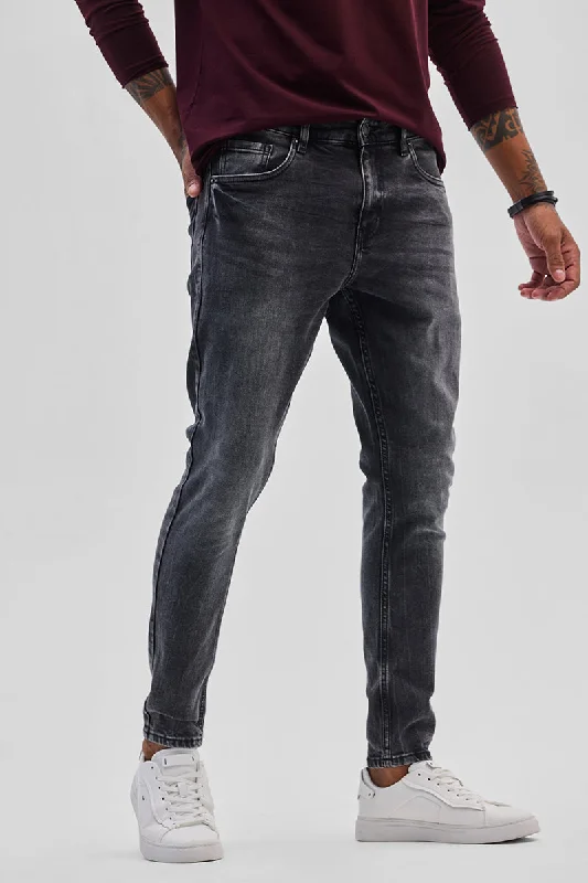 men's camping trousers-Grey Skinny Fit Jeans