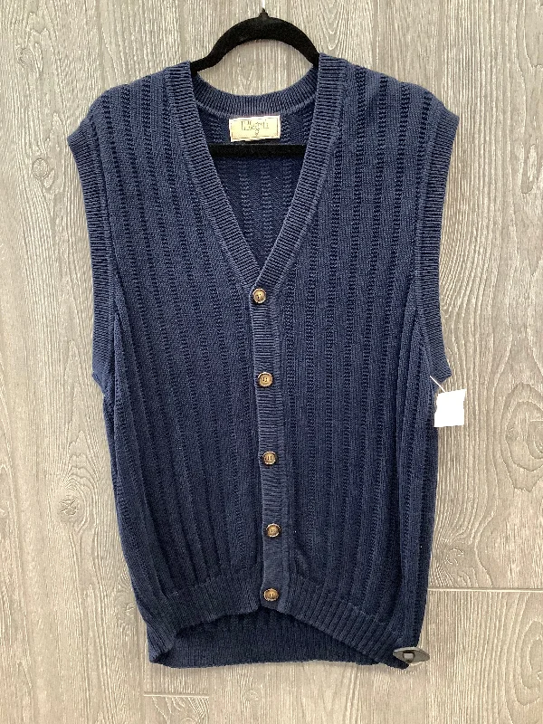 men's travel vests-Vest Sweater By Clothes Mentor In Blue, Size: Xl