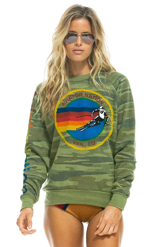 men's designer sweatshirts-AVIATOR NATION VAIL CREW SWEATSHIRT - CAMO