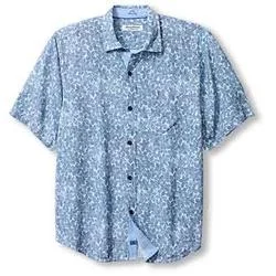 men's casual shirts-Tommy Bahama Men's Veracruz Cay Sand Dollar Camp Shirt - Cloud Nine Blue