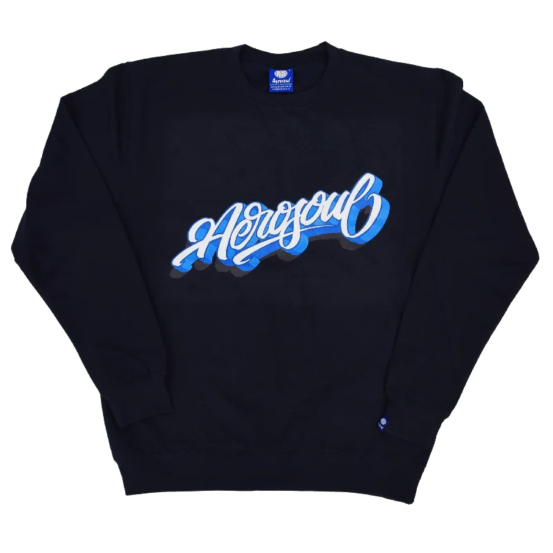 men's athletic sweatshirts-Aero-Script Sweatshirt (Navy)