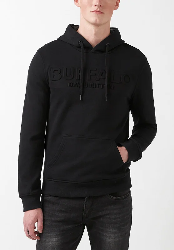 men's lightweight travel sweatshirts-Fadol Men's Fleece Hoodie in Black  - BPM13610V