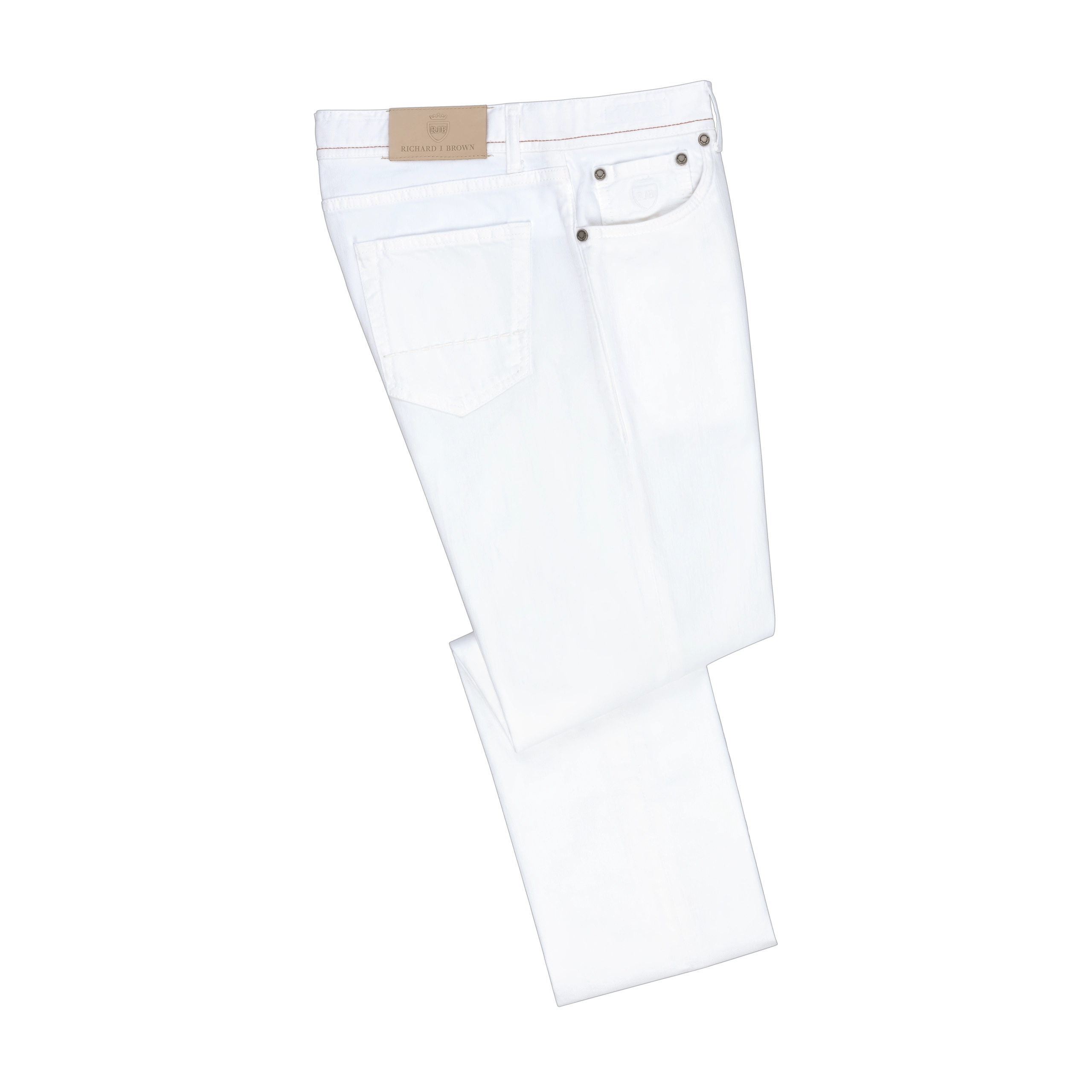 men's relaxed fit pants-Slim-Fit Stretch-Cotton Jeans in White