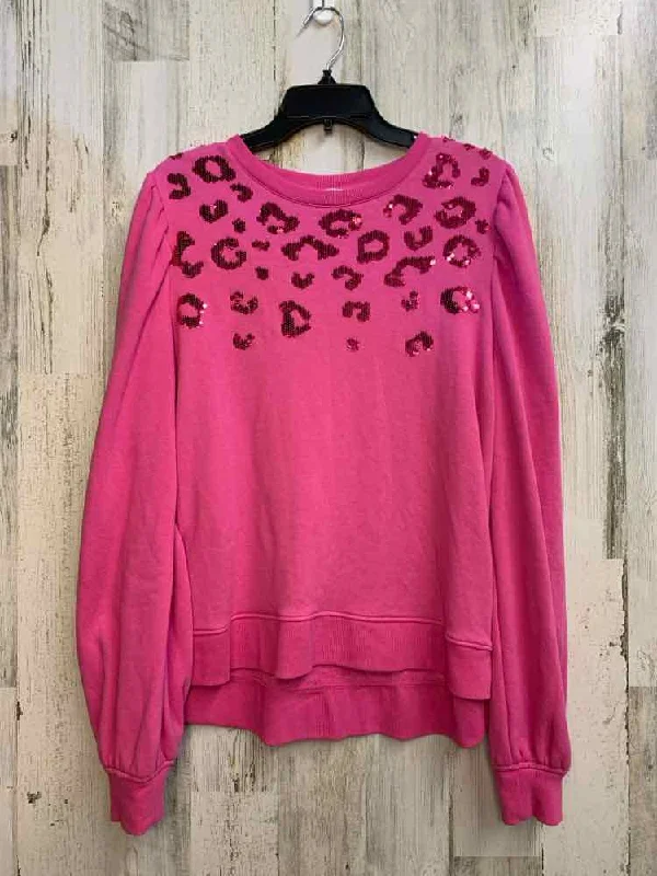 men's casual sweatshirts-CROWN & IVY Tops Size L HOT PINK SWEATSHIRT Sweatshirt